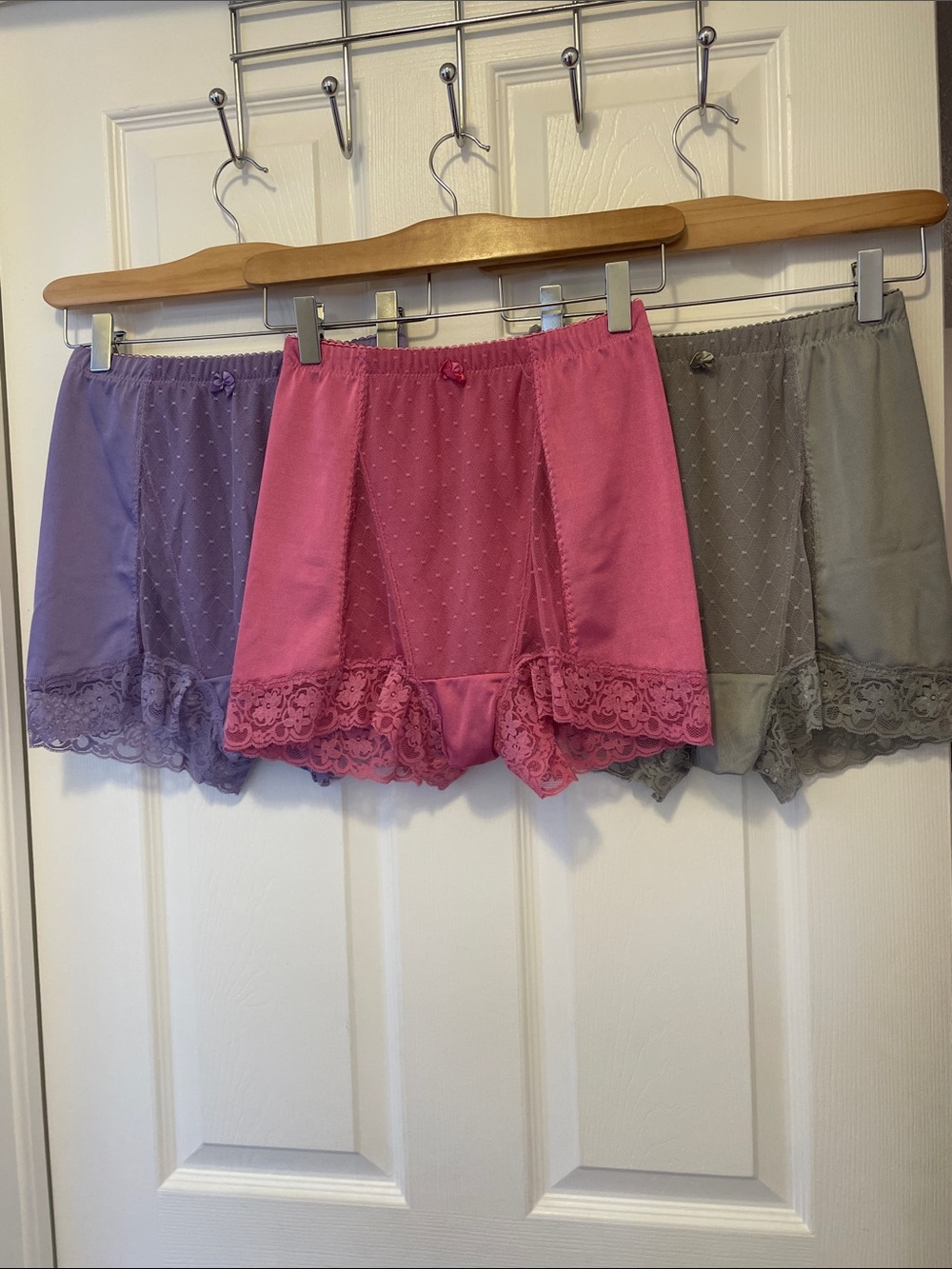 Rhonda Shear Vintage Inspired Pin-Up High-Waist Panties - 3PK Pink, Purple, Gray